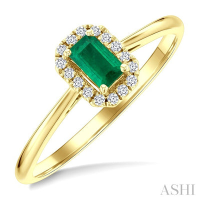 Emerald Shape Gemstone & Halo Diamond Ring
