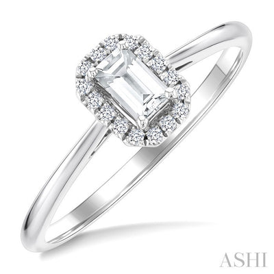 Emerald Shape Gemstone & Halo Diamond Ring