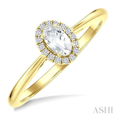 Oval Shape Gemstone & Halo Diamond Ring