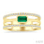 Emerald Shape East-West Gemstone & Diamond Ring