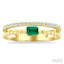 Bead Emerald Shape East-West Gemstone & Diamond Ring