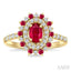 Oval Shape Gemstone & Halo Diamond Ring
