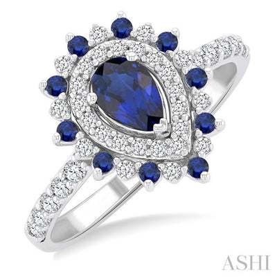 Pear Shape Gemstone & Halo Diamond Ring
