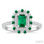 Emerald Shape Gemstone & Halo Diamond Ring