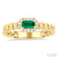 Emerald Shape Curb & Cuban East-West Gemstone & Halo Diamond Ring