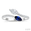 Marquise Shape Toi Et Moi Gemstone & Diamond Open Ring