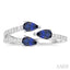 Pear Shape 3 Stone East-West Gemstone & Diamond Open Ring