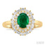 Oval Shape Gemstone & Baguette Halo Diamond Ring
