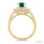 Oval Shape Gemstone & Baguette Halo Diamond Ring