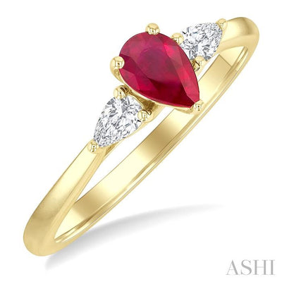 Pear Shape Gemstone & Diamond Ring