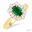 Oval Shape Gemstone & Baguette Halo Diamond Ring