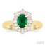 Oval Shape Gemstone & Baguette Halo Diamond Ring
