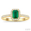 Emerald Shape Gemstone & Halo Diamond Ring