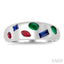 Mixed Shape Gemstone Mosaic Fashion Wide Band
