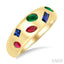 Mixed Shape Gemstone Mosaic Fashion Wide Band