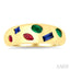 Mixed Shape Gemstone Mosaic Fashion Wide Band