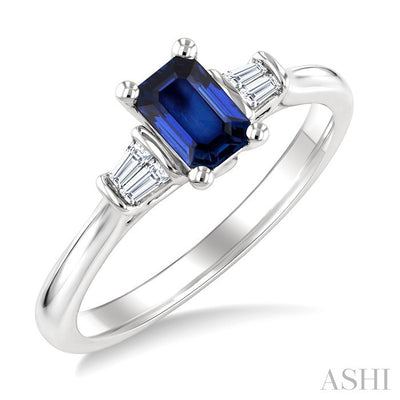 Emerald Shape Gemstone & Diamond Ring