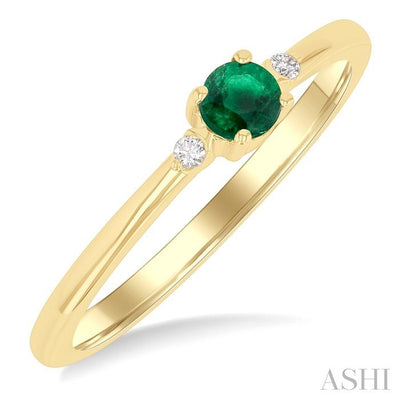 Round Shape Gemstone & Petite Diamond Fashion Ring