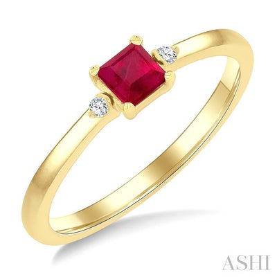Princess Shape Gemstone & Petite Diamond Ring