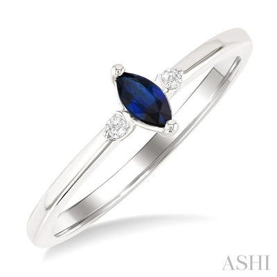 Marquise Shape Gemstone & Petite Diamond Fashion Ring