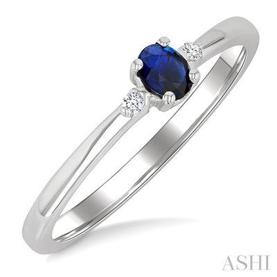 Oval Shape Gemstone & Petite Diamond Fashion Ring