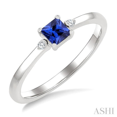 Princess Shape Gemstone & Petite Diamond Ring