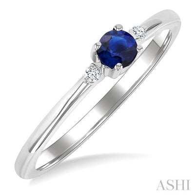 Round Shape Gemstone & Petite Diamond Fashion Ring