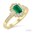 Emerald Shape Art Deco Gemstone & Diamond Fashion Ring