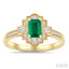 Emerald Shape Art Deco Gemstone & Diamond Fashion Ring