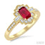 Emerald Shape Art Deco Gemstone & Diamond Fashion Ring