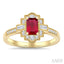 Emerald Shape Art Deco Gemstone & Diamond Fashion Ring