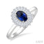 Gemstone & Halo Diamond Fashion Ring
