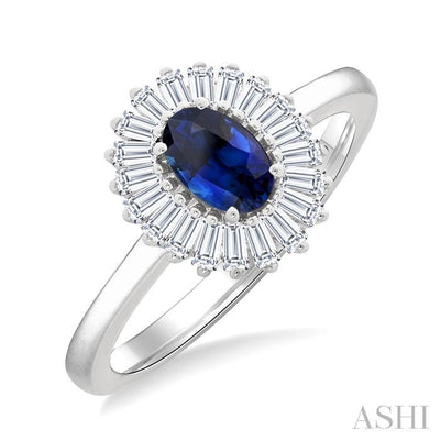 Gemstone & Halo Diamond Fashion Ring