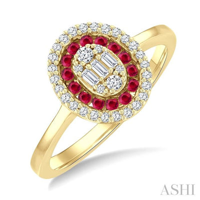 Oval Shape Gemstone & Diamond Fusion Ring