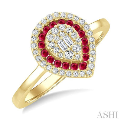 Pear Shape Gemstone & Diamond Fusion Ring