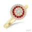 Round Shape Gemstone & Diamond Fusion Ring
