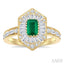 Emerald Shape Art Deco Gemstone & Halo Diamond Fashion Ring