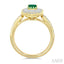 Emerald Shape Art Deco Gemstone & Halo Diamond Fashion Ring