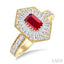 Emerald Shape Art Deco Gemstone & Halo Diamond Fashion Ring