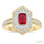 Emerald Shape Art Deco Gemstone & Halo Diamond Fashion Ring
