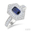 Emerald Shape Art Deco Gemstone & Halo Diamond Fashion Ring