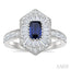 Emerald Shape Art Deco Gemstone & Halo Diamond Fashion Ring
