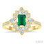 Emerald Shape Art Deco Gemstone & Diamond Fashion Ring