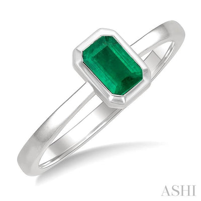 Emerald Shape Gemstone Solitaire Ring