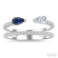 Pear Shape East-West Gemstone & Diamond Fashion Ring