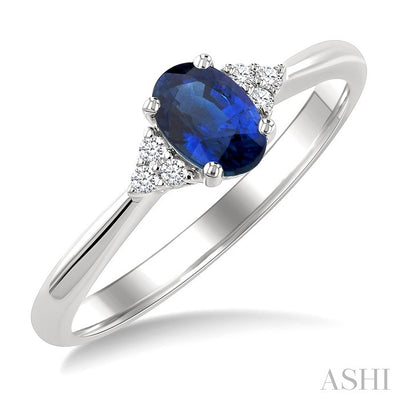 Oval Shape Gemstone & Diamond Ring
