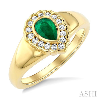 Bold Pear Shape Gemstone & Diamond Ring