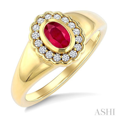 Bold Oval Shape Gemstone & Diamond Ring