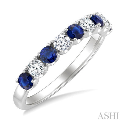 Round Shape Alternate Gemstone & Diamond Fashion Band