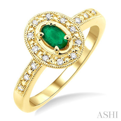 Oval Shape Gemstone & Halo Diamond Ring